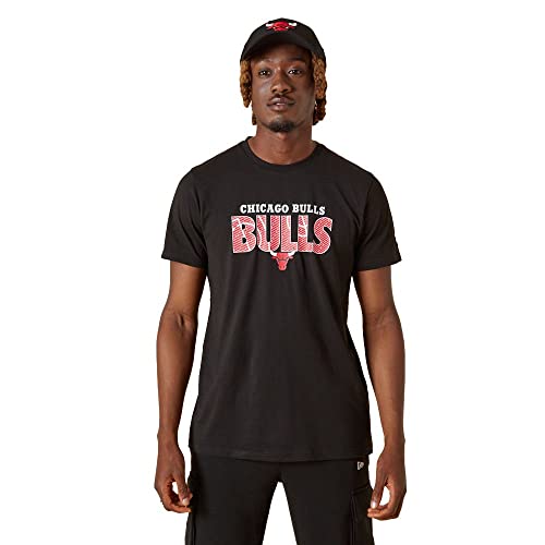 New Era Camiseta de la NBA Chicago Bulls Wordmark Court, Negro, S